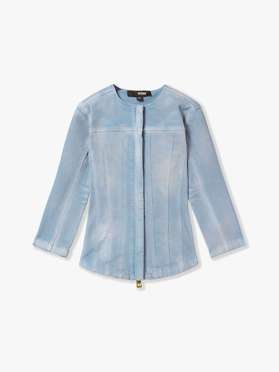chaqueta de cuello redondo