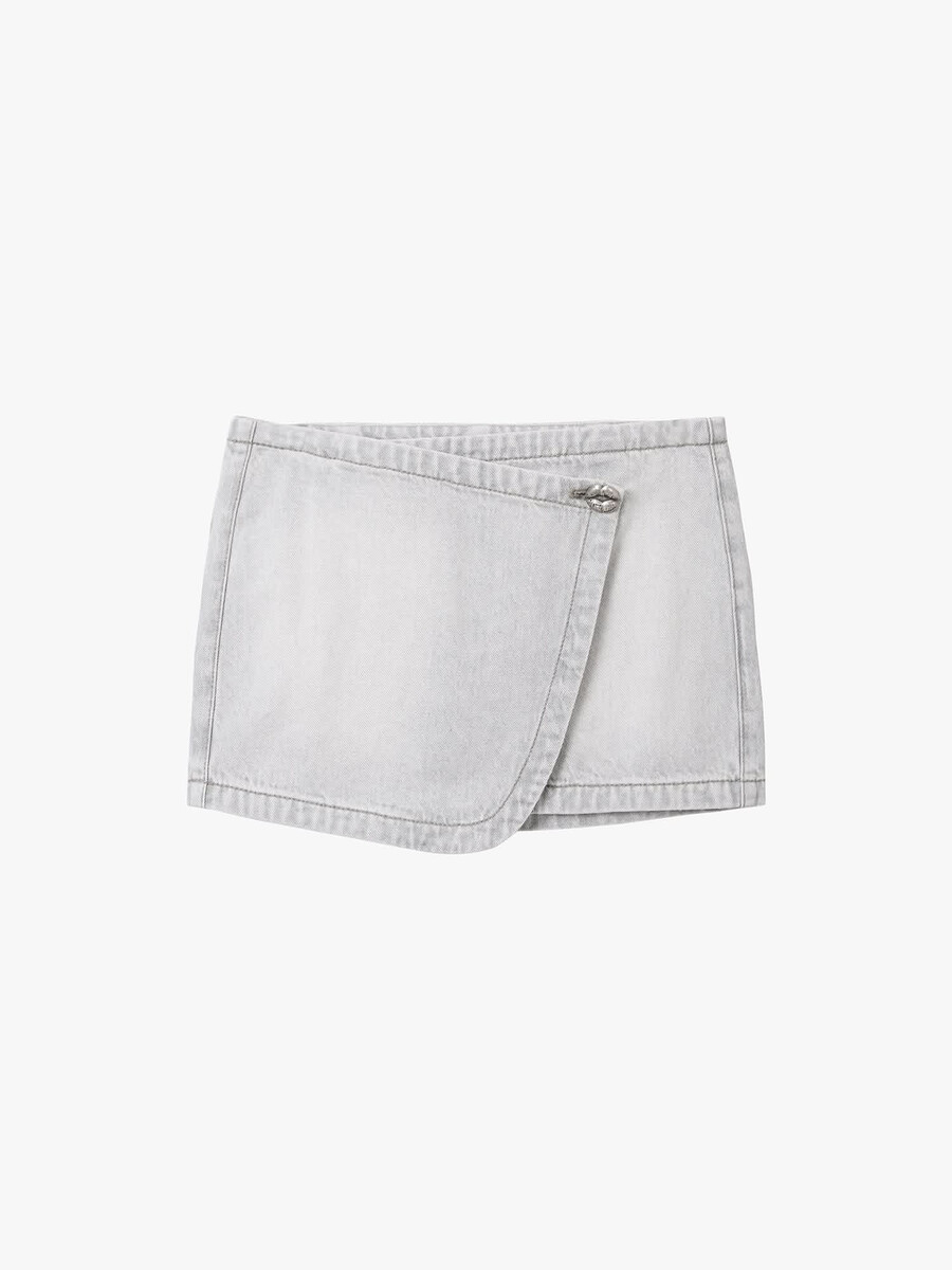 falda midi vaquera gris claro