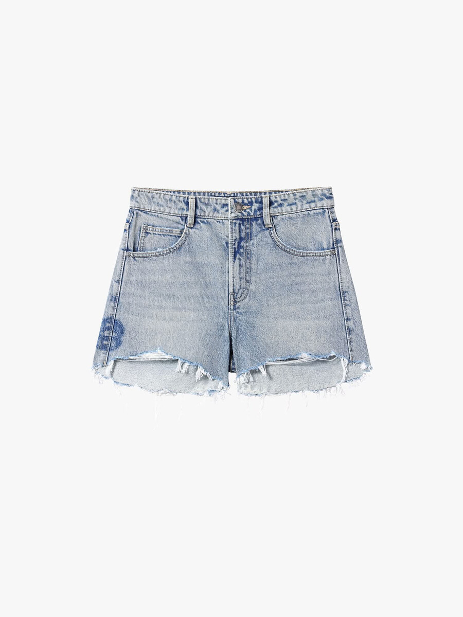 shorts vaqueros con estampado de labios