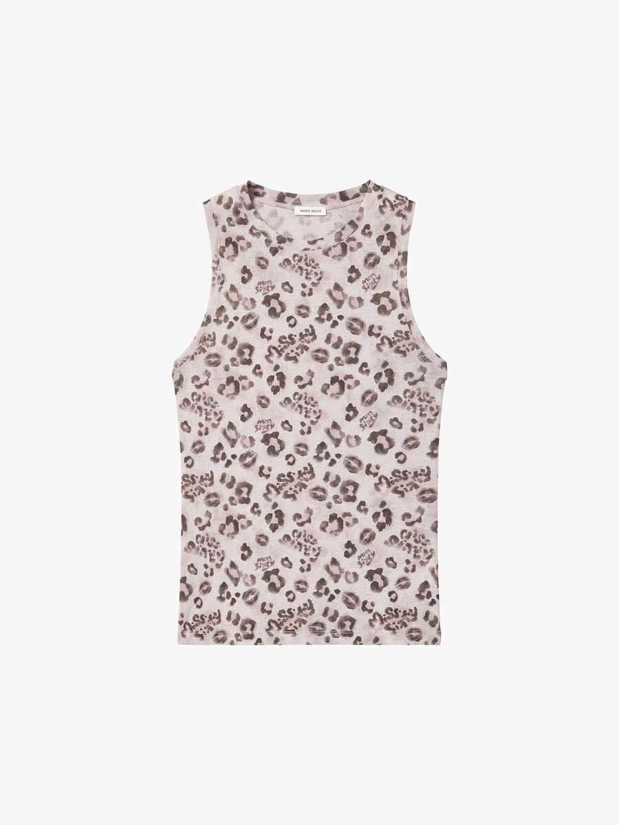 camiseta sin mangas con estampado de leopardo