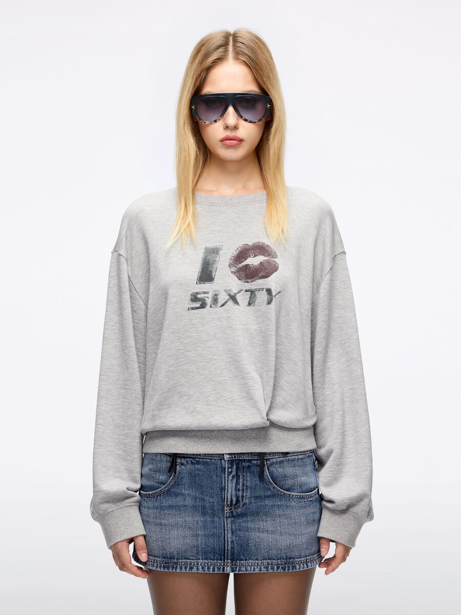 sudadera estampada con cuello redondo