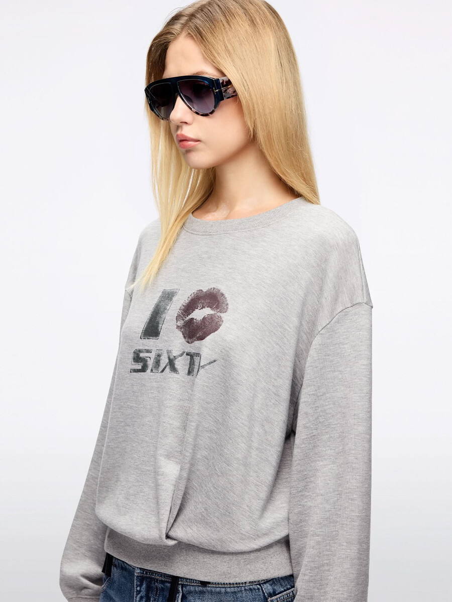 sudadera estampada con cuello redondo