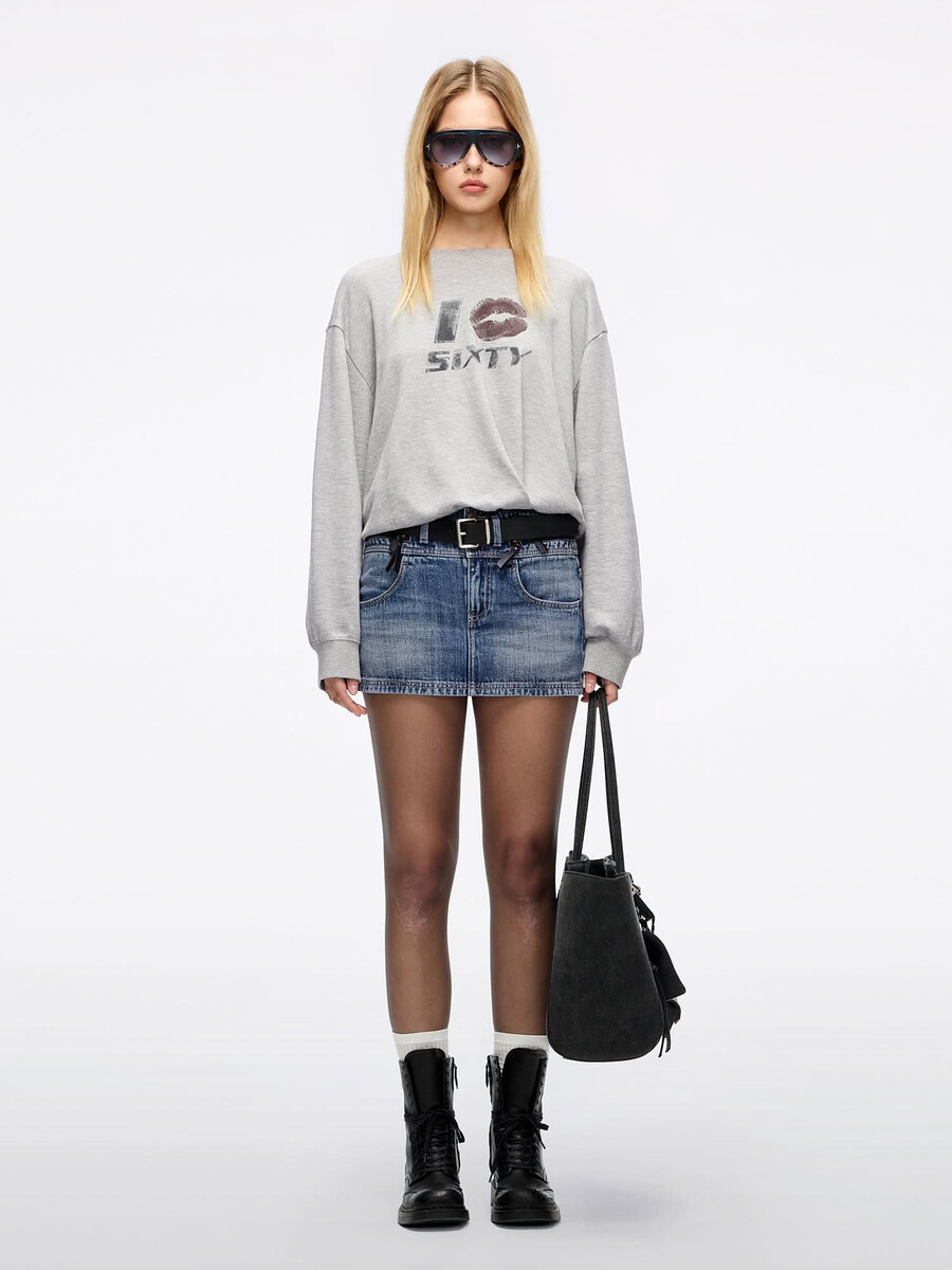 sudadera estampada con cuello redondo