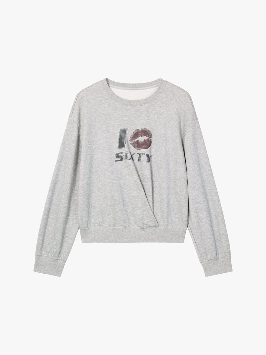sudadera estampada con cuello redondo