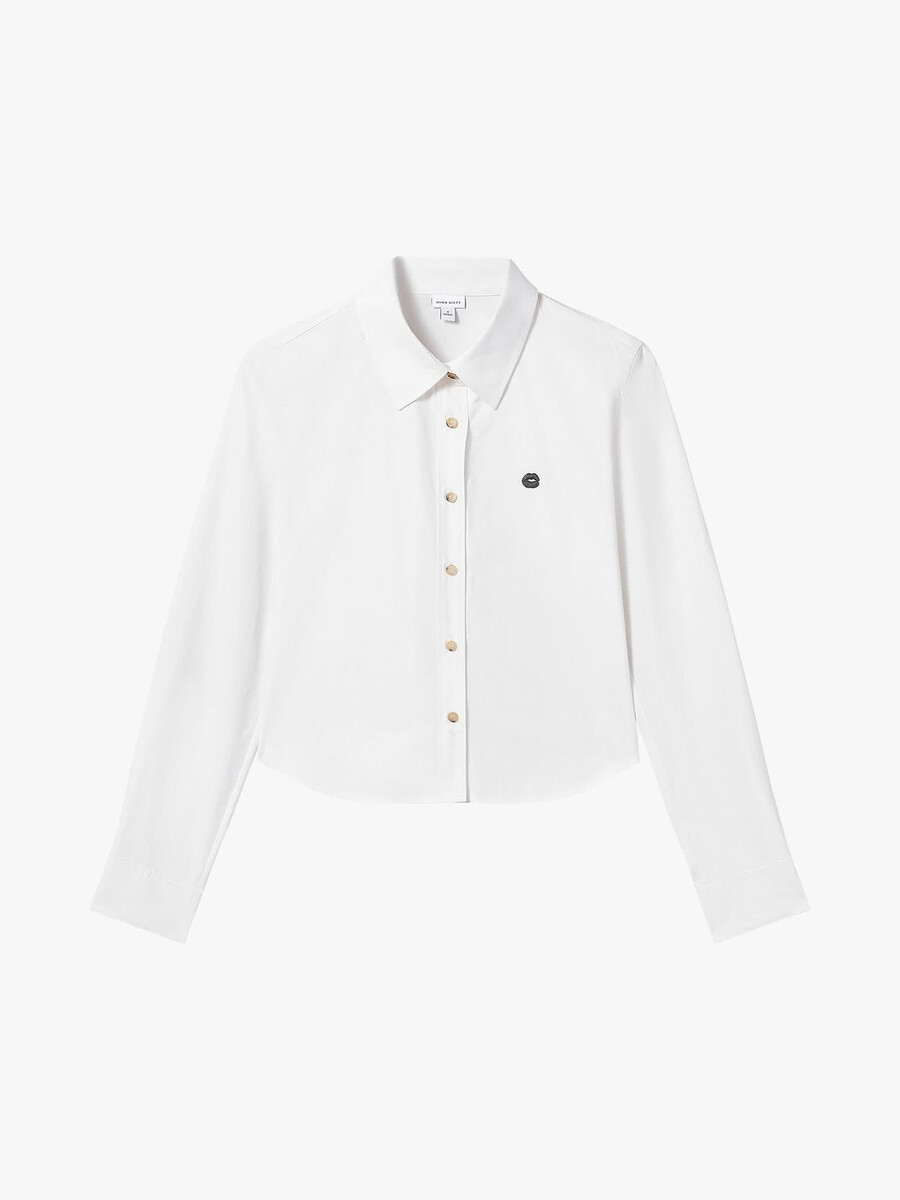 camisa bordada con estampado de labios